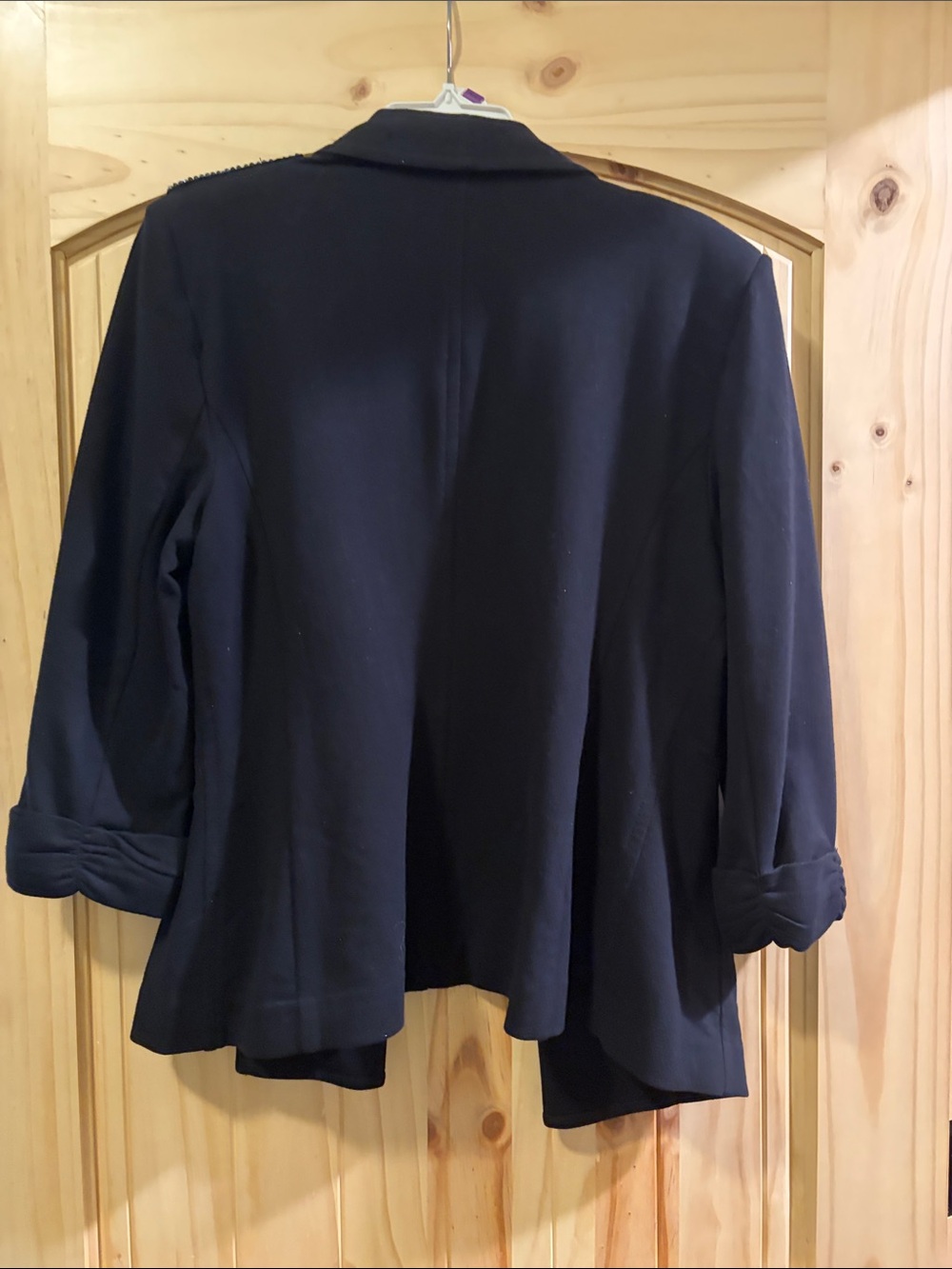 INC International Concepts military black Beaded Shoulder Double-Breasted Blazer - Picture 3 of 4